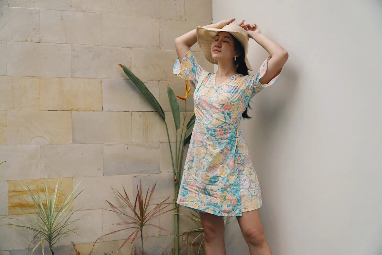 Magnolia Batik Wrap Dress in Pastel Islands
