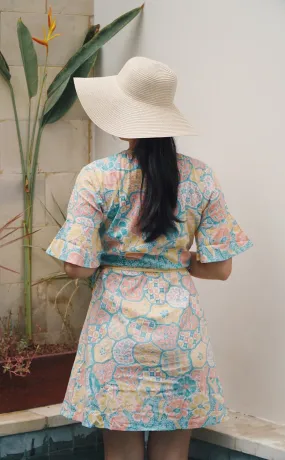 Magnolia Batik Wrap Dress in Pastel Islands