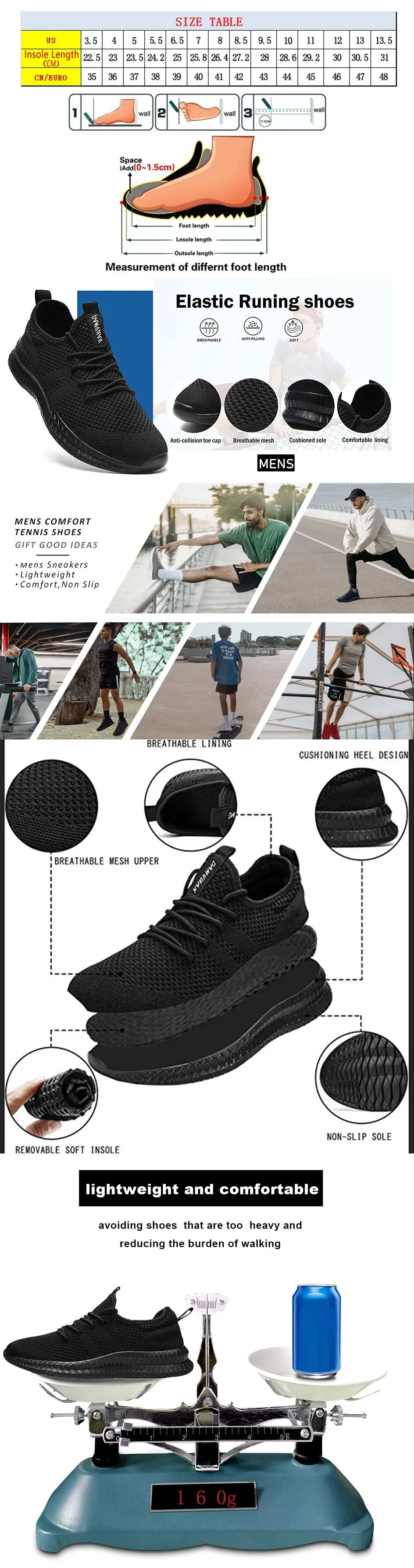 Men Running Shoes Lace up Men Sport Shoes Lightweight Comfortable Breathable Walking Sneakers