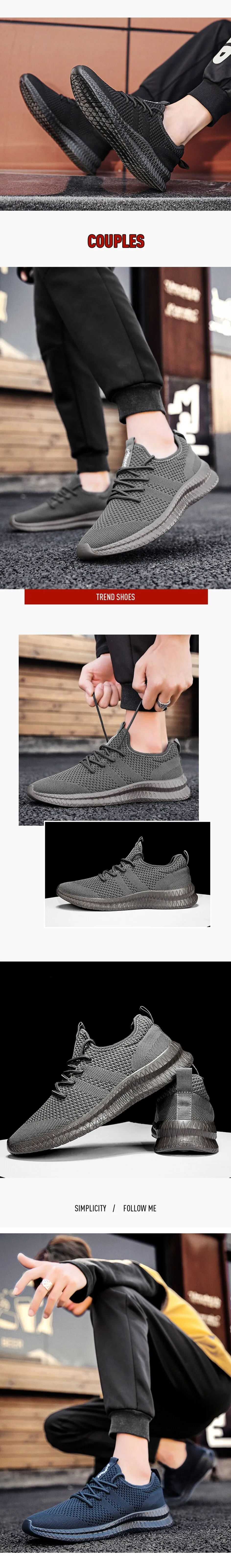 Men Running Shoes Lace up Men Sport Shoes Lightweight Comfortable Breathable Walking Sneakers