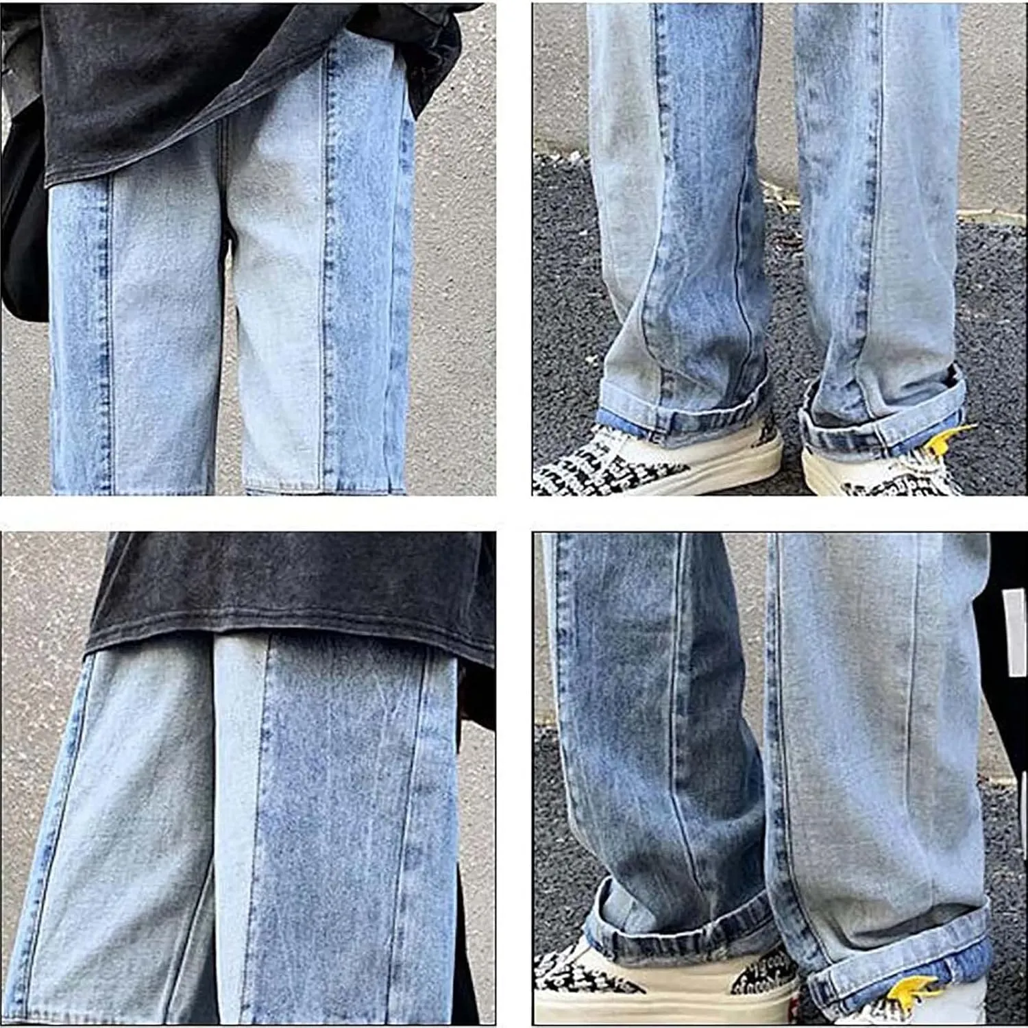 Men's Casual Relaxed Fit Jeans Trousers Denim Pants Baggy Hip Hop Jeans Wide Leg Straight Leg Vintage Jeans