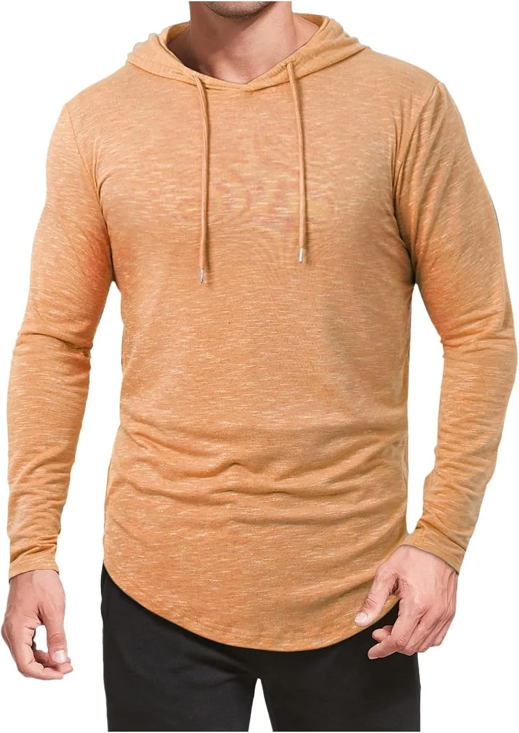 Mens Lightweight Workout Hoodie Gym Fitness Long Sleeve Breathable Hooded T Shirts Muscle Athletic Pullover Tops