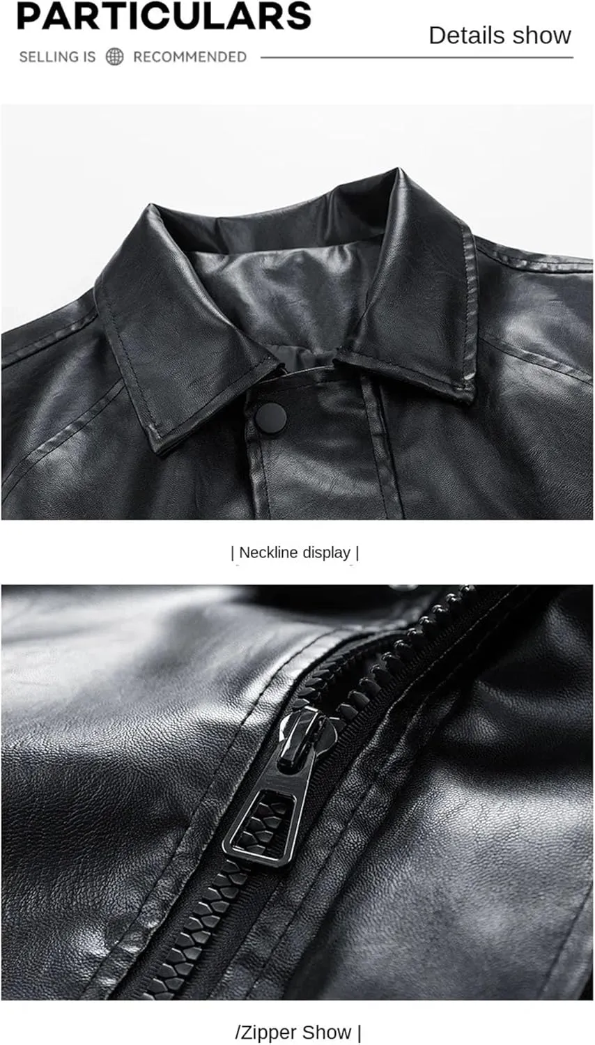 Men's Loose Retro Handsome Motorcycle Leather Jacket Comfortable Breathable Collar Coat