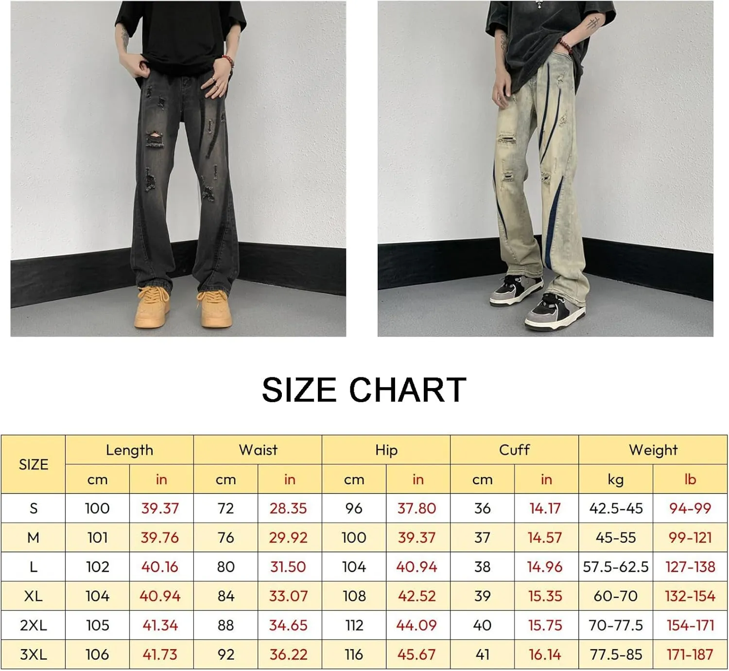 Men's Ripped Distressed Design Regular Fit Jeans Casual Loose Jeans