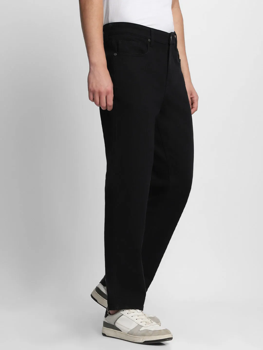 Men's Straight Fit Rinse Black Stretchable Jeans