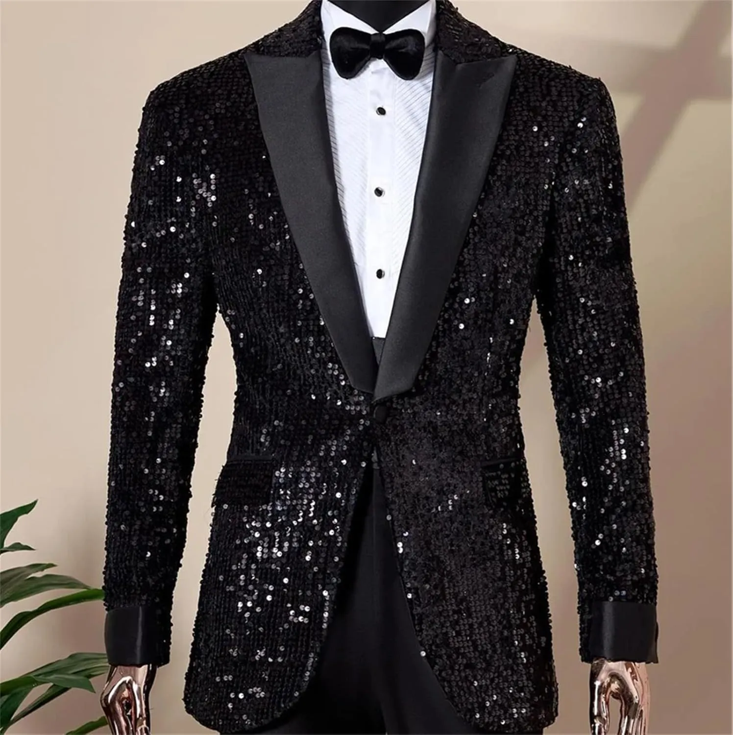 Men's Suits Sequin Suit Men 2 Piece Slim Fit Blazer Jacket Pants Tuxedo Set for Dinner,Prom,Wedding