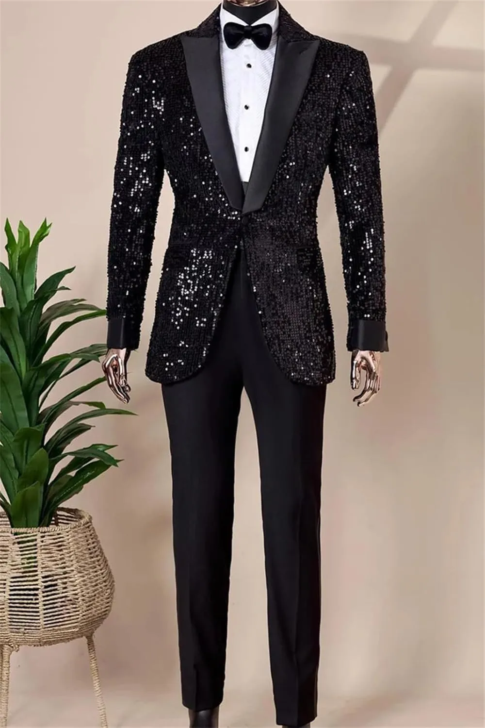 Men's Suits Sequin Suit Men 2 Piece Slim Fit Blazer Jacket Pants Tuxedo Set for Dinner,Prom,Wedding