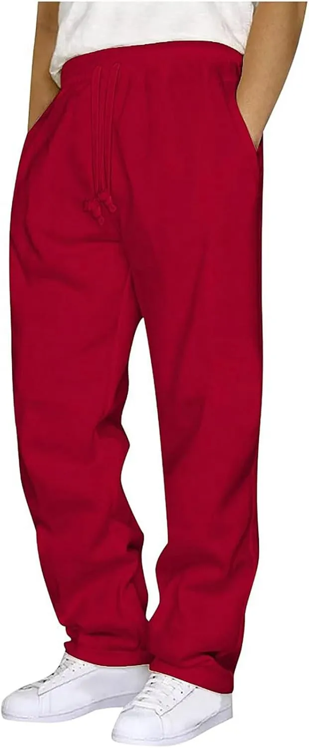 Men's Wide Leg Pants for Curvy Women,Stretchy Comfortable Lounge Pants
