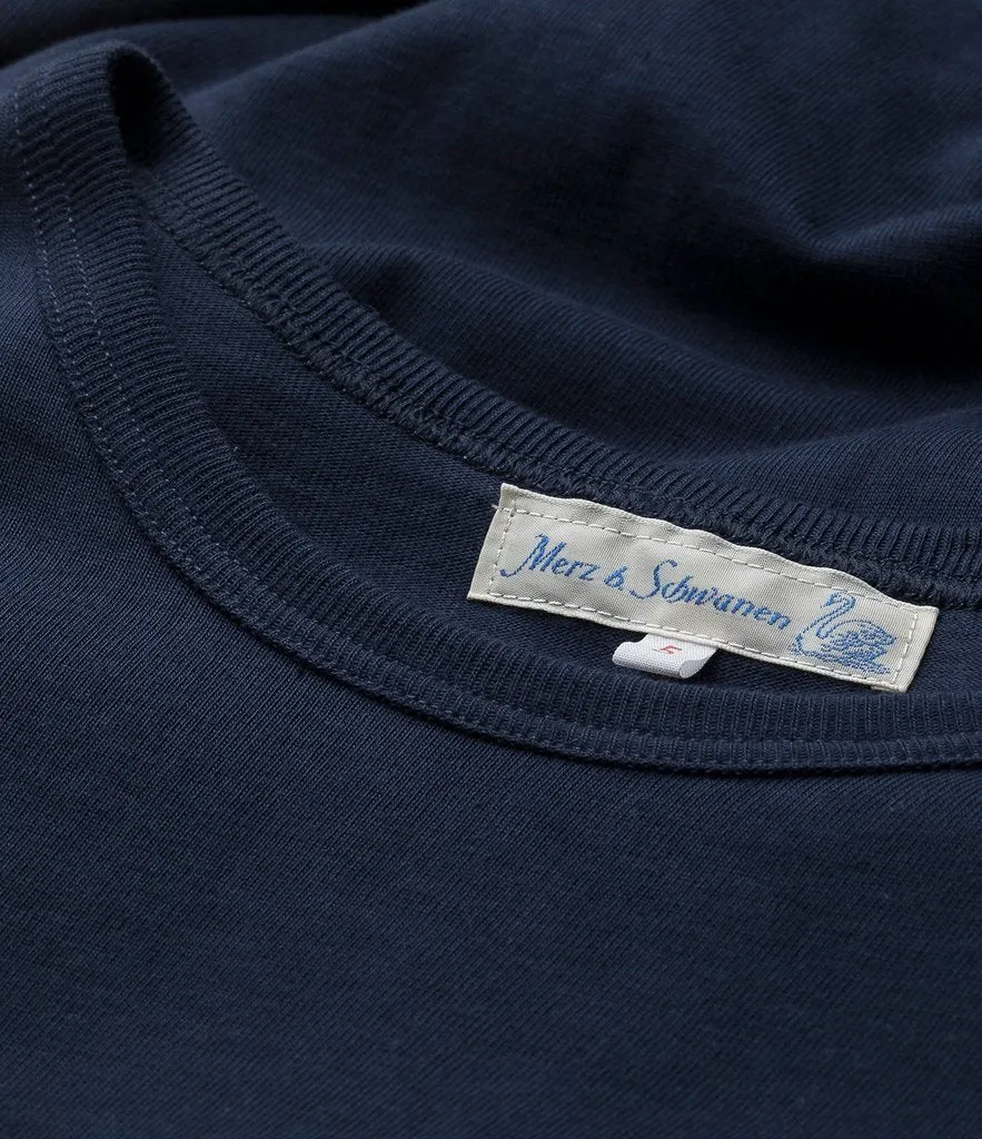 Merz b. Schwanen 1950s Crew Neck Tee - Ink Blue