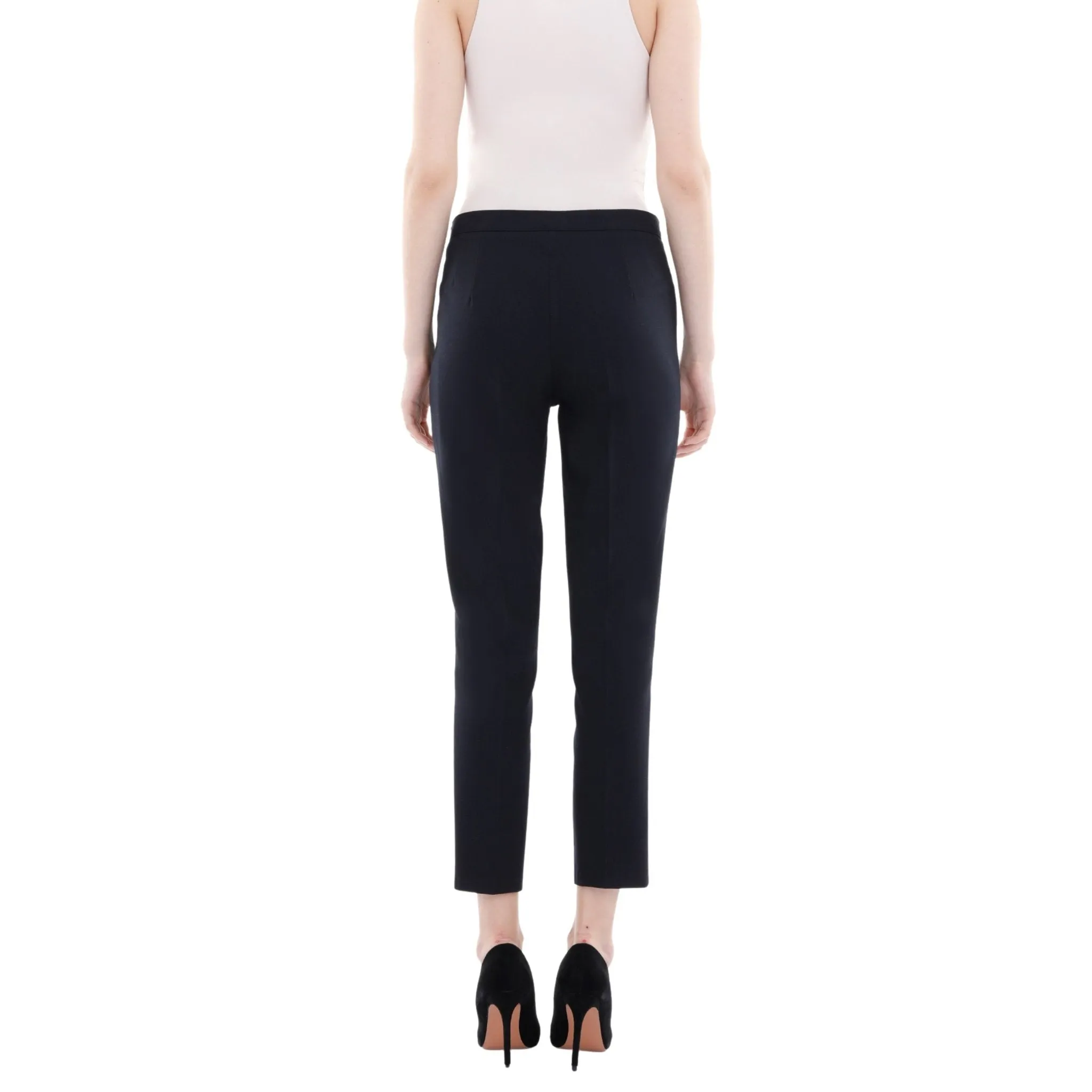 Navy Blue High Waist Slim Fit Stretchy Skinny Work Pants