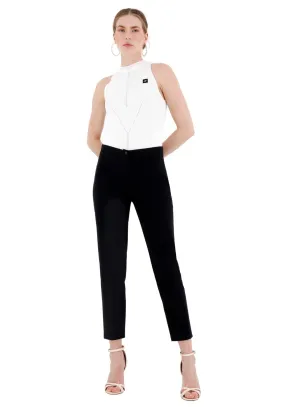 Navy Blue High Waist Slim Fit Stretchy Skinny Work Pants