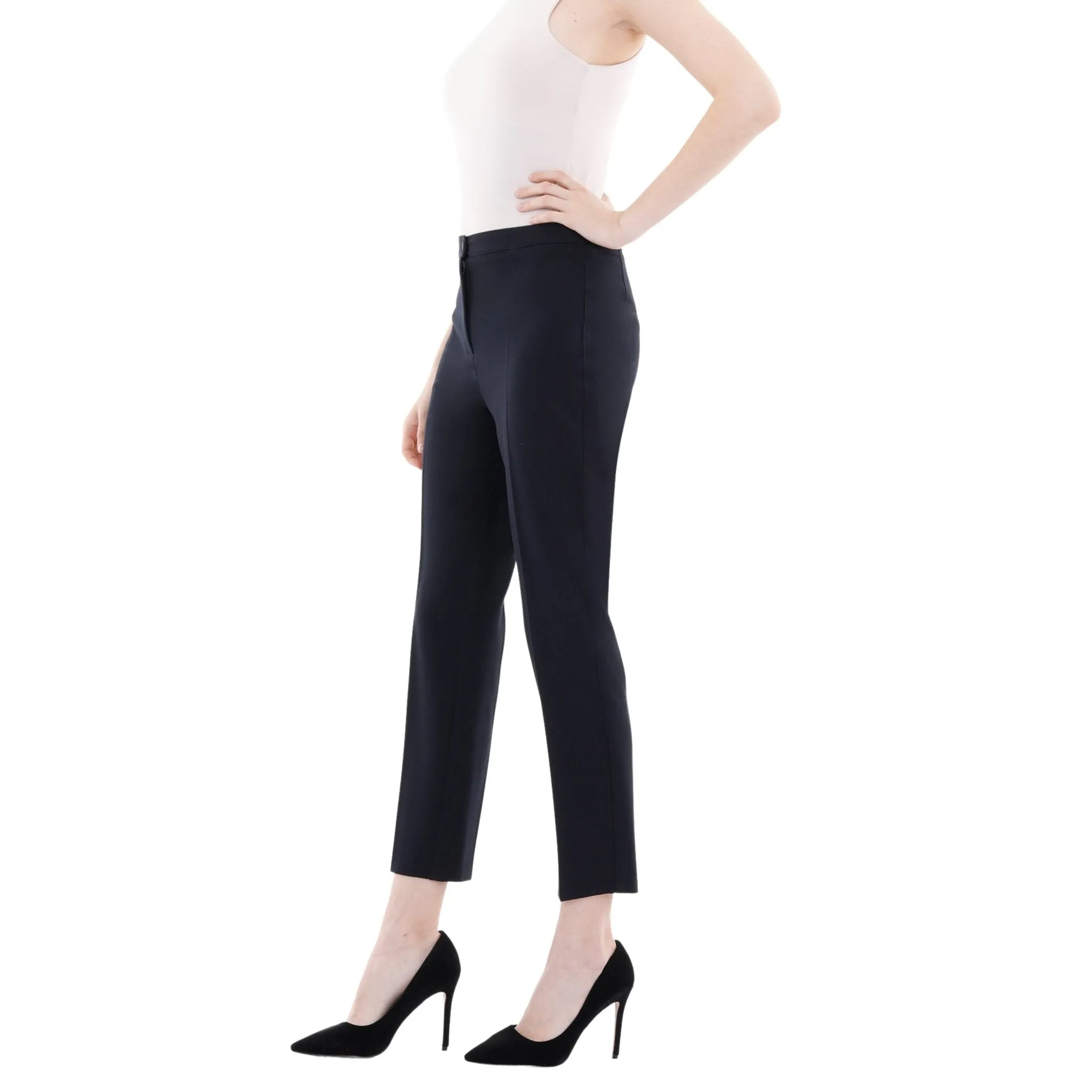 Navy Blue High Waist Slim Fit Stretchy Skinny Work Pants