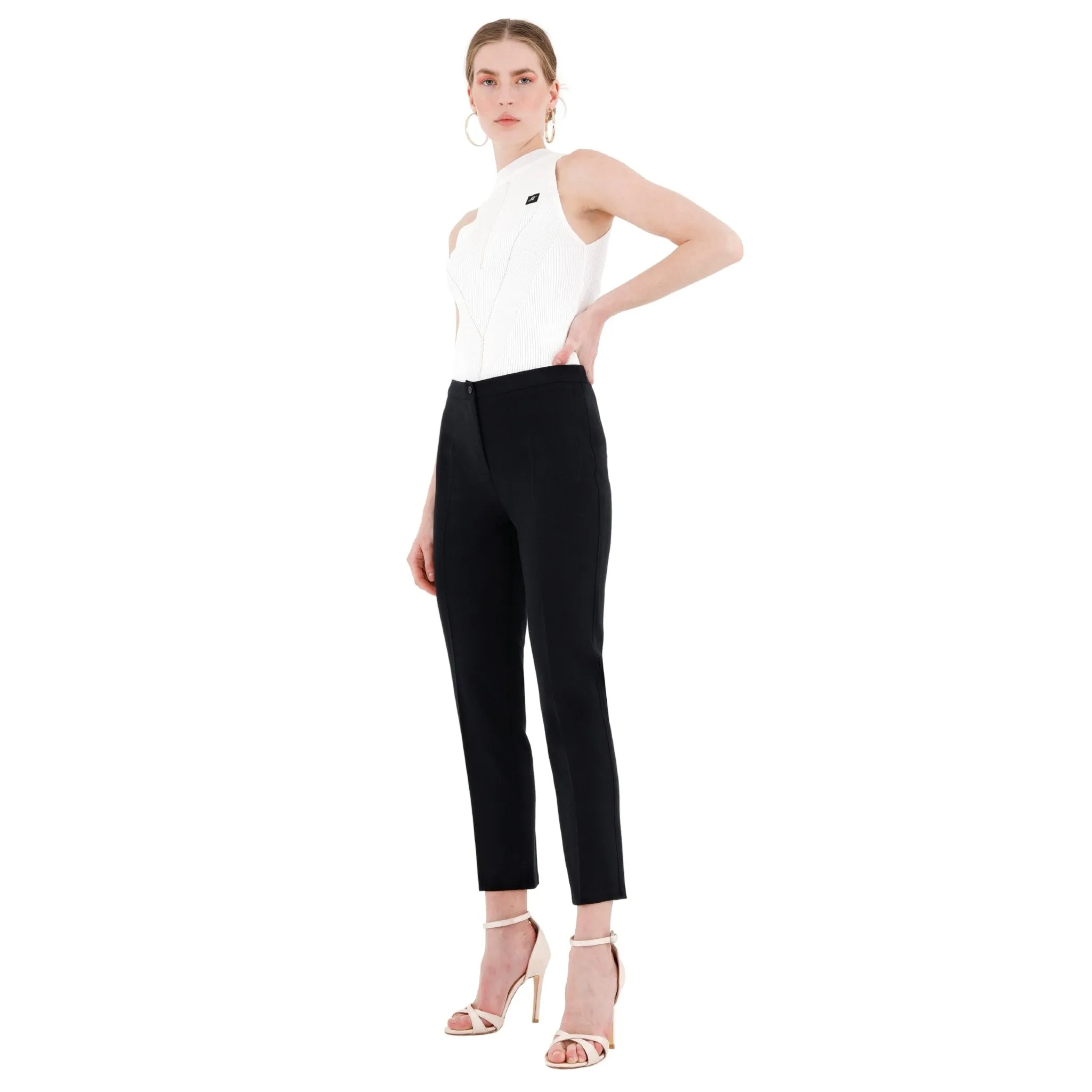 Navy Blue High Waist Slim Fit Stretchy Skinny Work Pants
