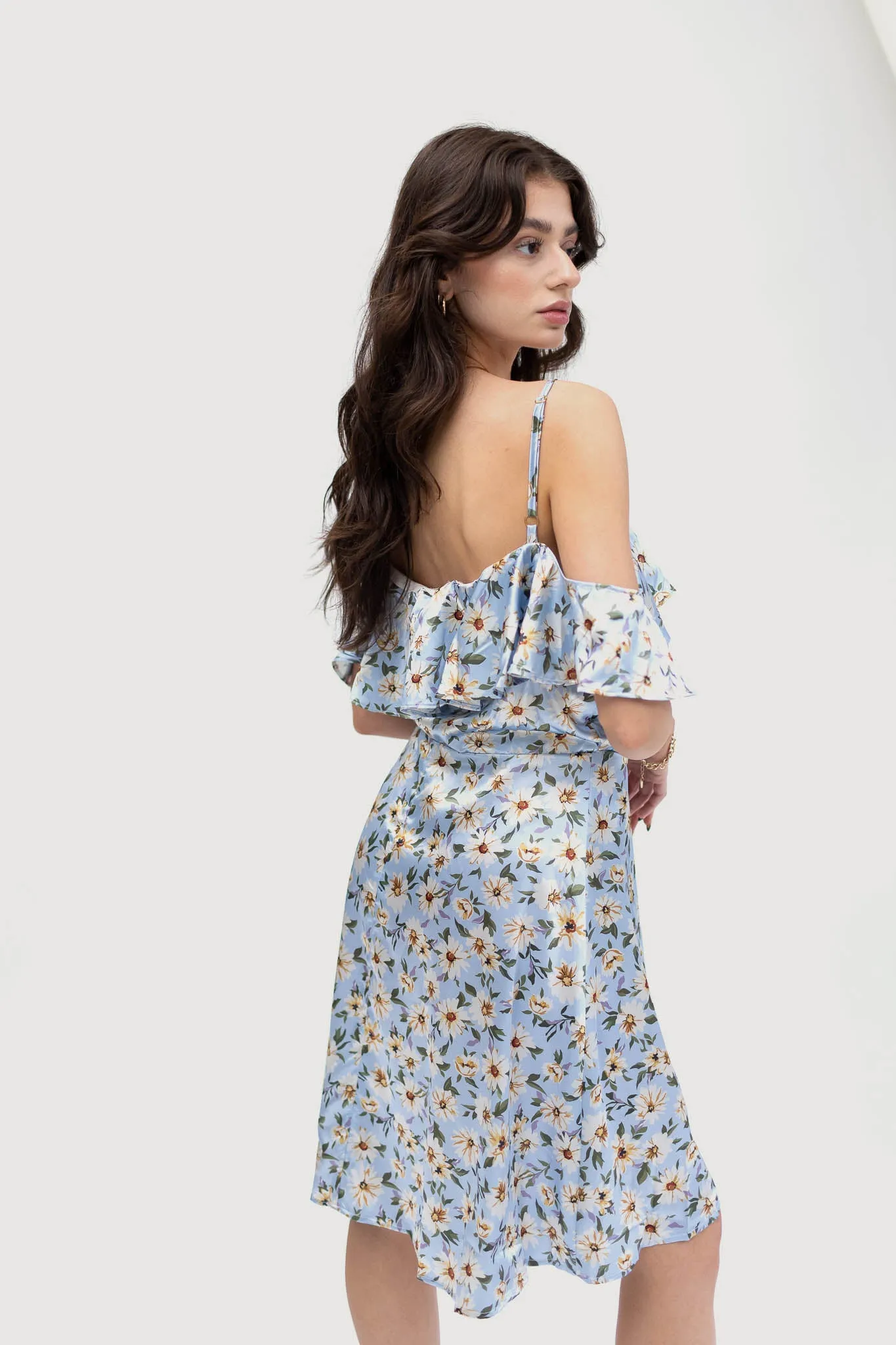 Off-the-Shoulder Wrap Sustainable Mini Dress