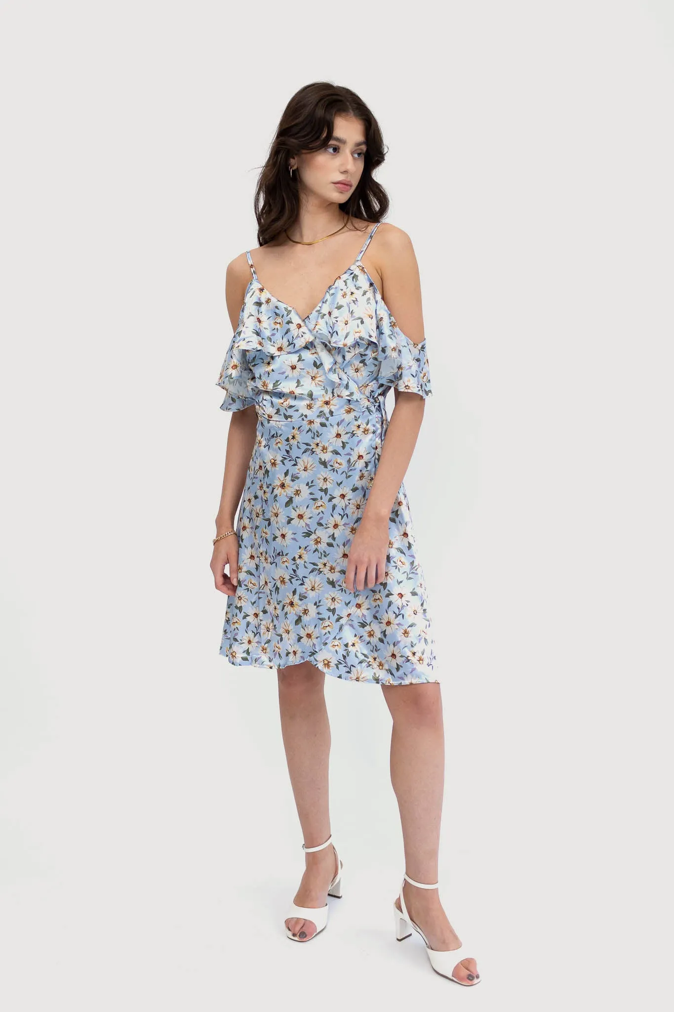 Off-the-Shoulder Wrap Sustainable Mini Dress