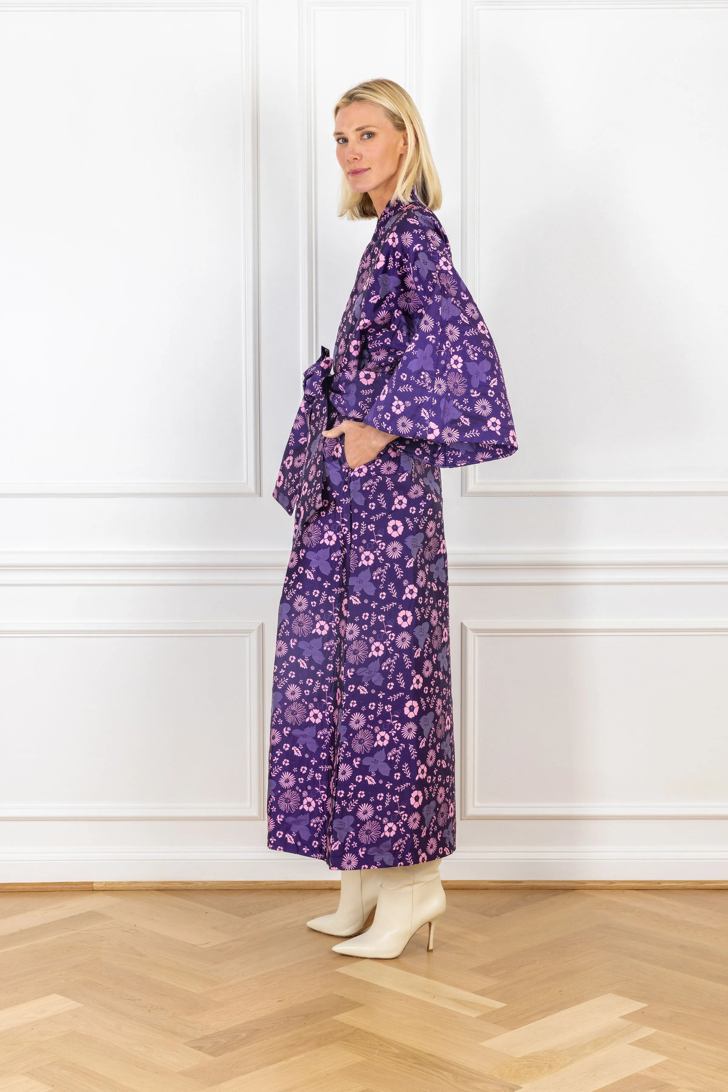 Plum Pink Palm Maxi Wrap Dress