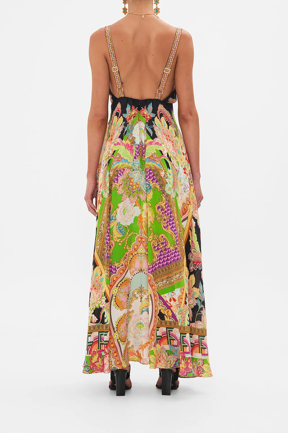 PLUNGE NECK MAXI DRESS SUNDOWNERS IN SICILY