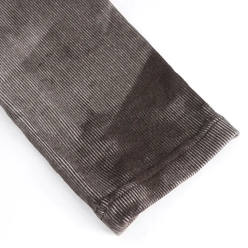 PT24002 Brown Women cloud point stretchy cracked knit leather leggings
