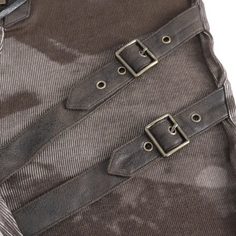 PT24002 Brown Women cloud point stretchy cracked knit leather leggings
