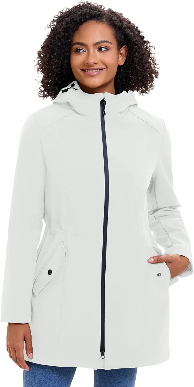 ROYAL MATRIX Women's Waterproof Fleece Lined Softshell Jacket Hooded Breathable Windbreaker Rain Jacket