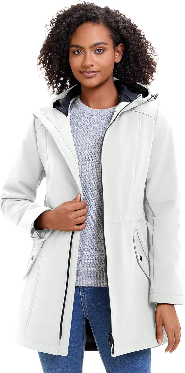 ROYAL MATRIX Women's Waterproof Fleece Lined Softshell Jacket Hooded Breathable Windbreaker Rain Jacket