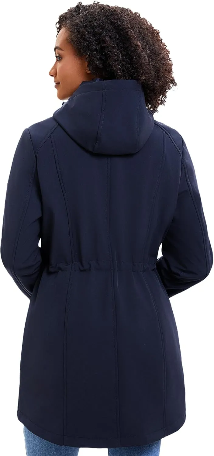 ROYAL MATRIX Women's Waterproof Fleece Lined Softshell Jacket Hooded Breathable Windbreaker Rain Jacket
