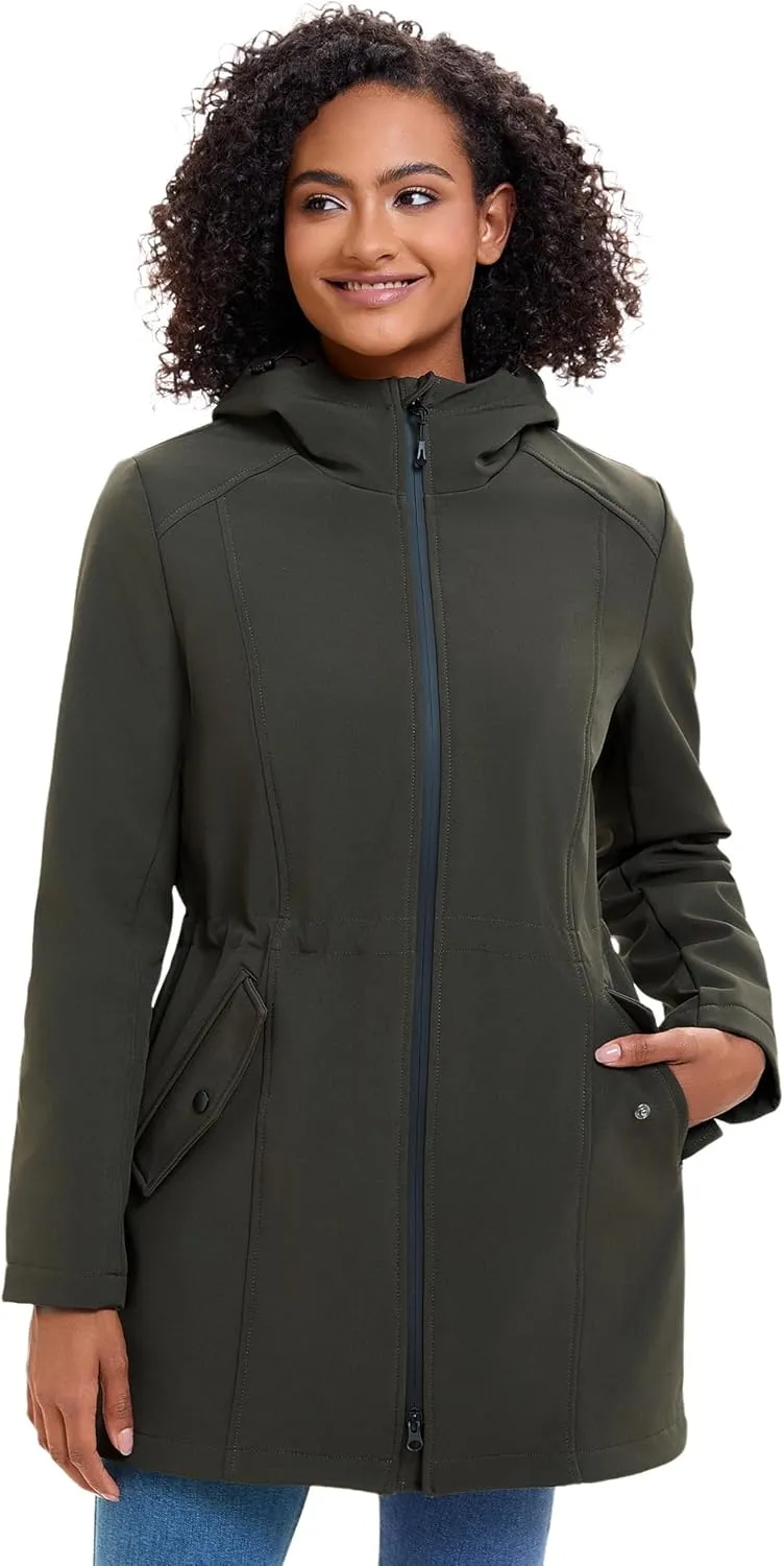 ROYAL MATRIX Women's Waterproof Fleece Lined Softshell Jacket Hooded Breathable Windbreaker Rain Jacket
