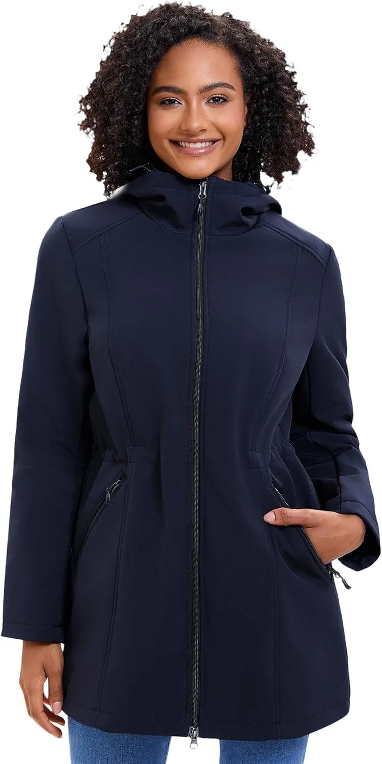 ROYAL MATRIX Women's Waterproof Fleece Lined Softshell Jacket Hooded Breathable Windbreaker Rain Jacket