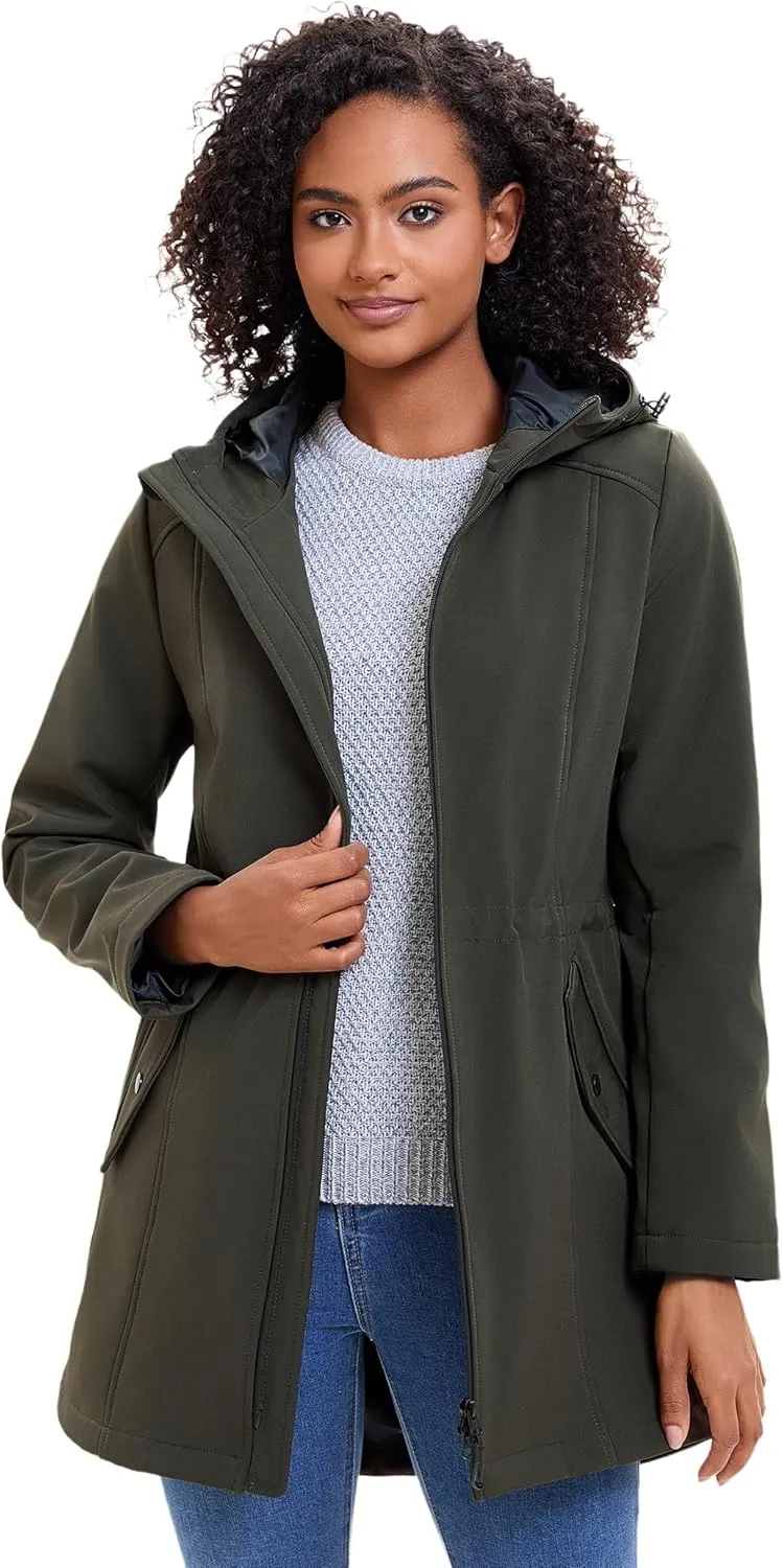 ROYAL MATRIX Women's Waterproof Fleece Lined Softshell Jacket Hooded Breathable Windbreaker Rain Jacket
