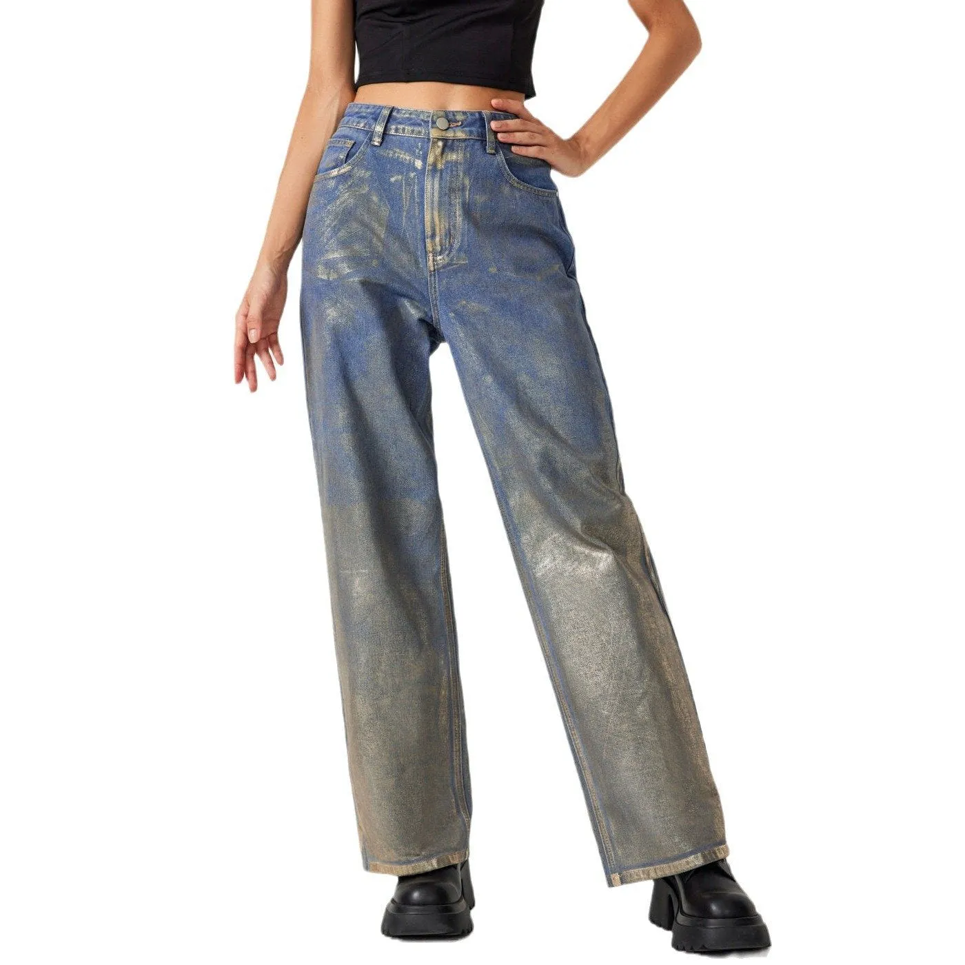 Spray Paint Gradient Casual Jeans