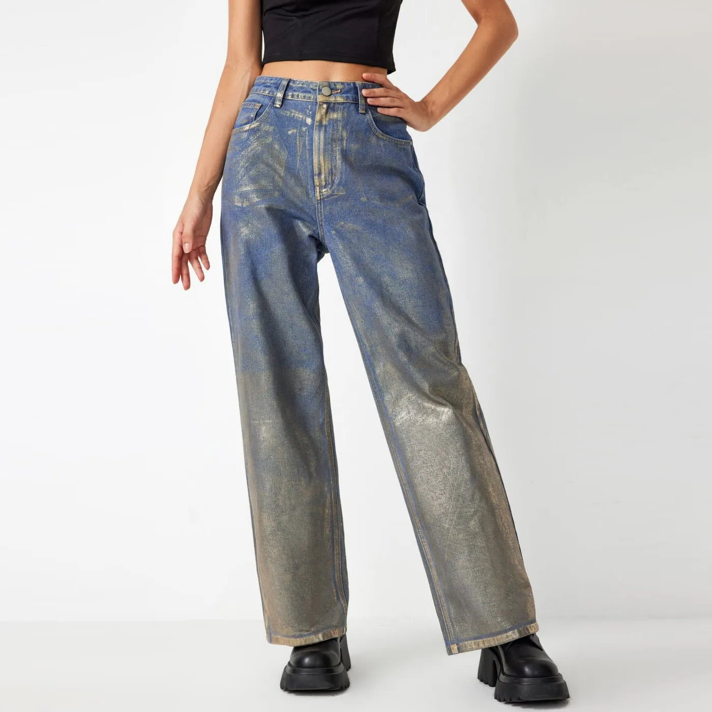 Spray Paint Gradient Casual Jeans
