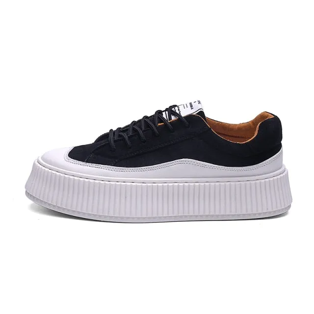 Summer Casual Shoes for Men Suede Running Thick Bottom sneakers Student Fashion Comfortable Black Platform Shoes Men