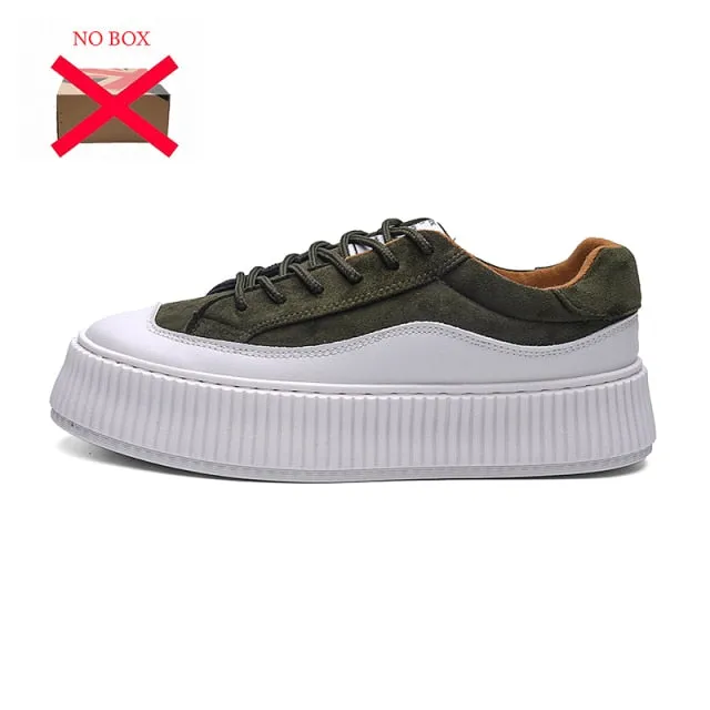 Summer Casual Shoes for Men Suede Running Thick Bottom sneakers Student Fashion Comfortable Black Platform Shoes Men