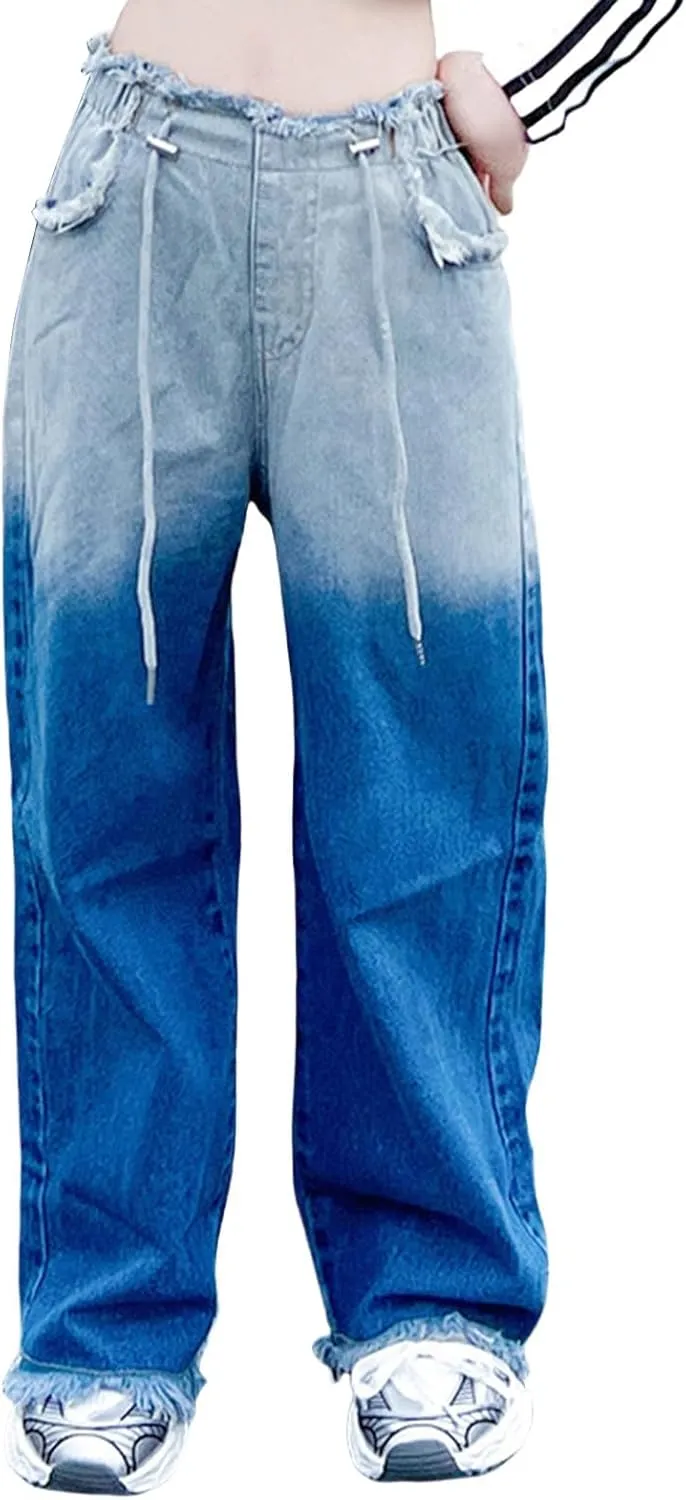 Toddler Baby Girls' Gradient Jeans Autumn Trousers Children Korean Style Girls School Denim Jeans 2025 Casual Jeans