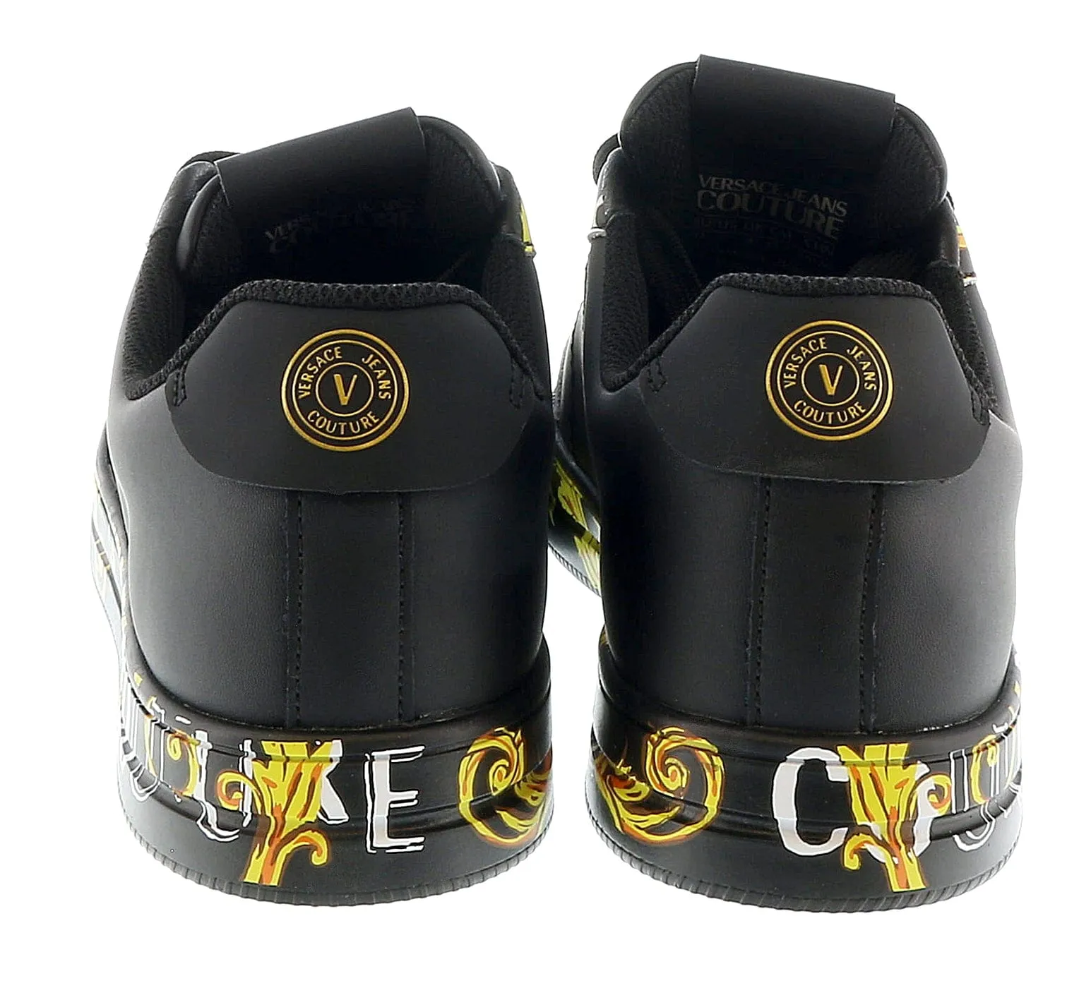 Versace Jeans Couture Black Gold Signature Sole Fashion Everyday Sneakers-