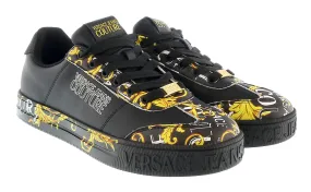Versace Jeans Couture Black Gold Signature Sole Fashion Everyday Sneakers-
