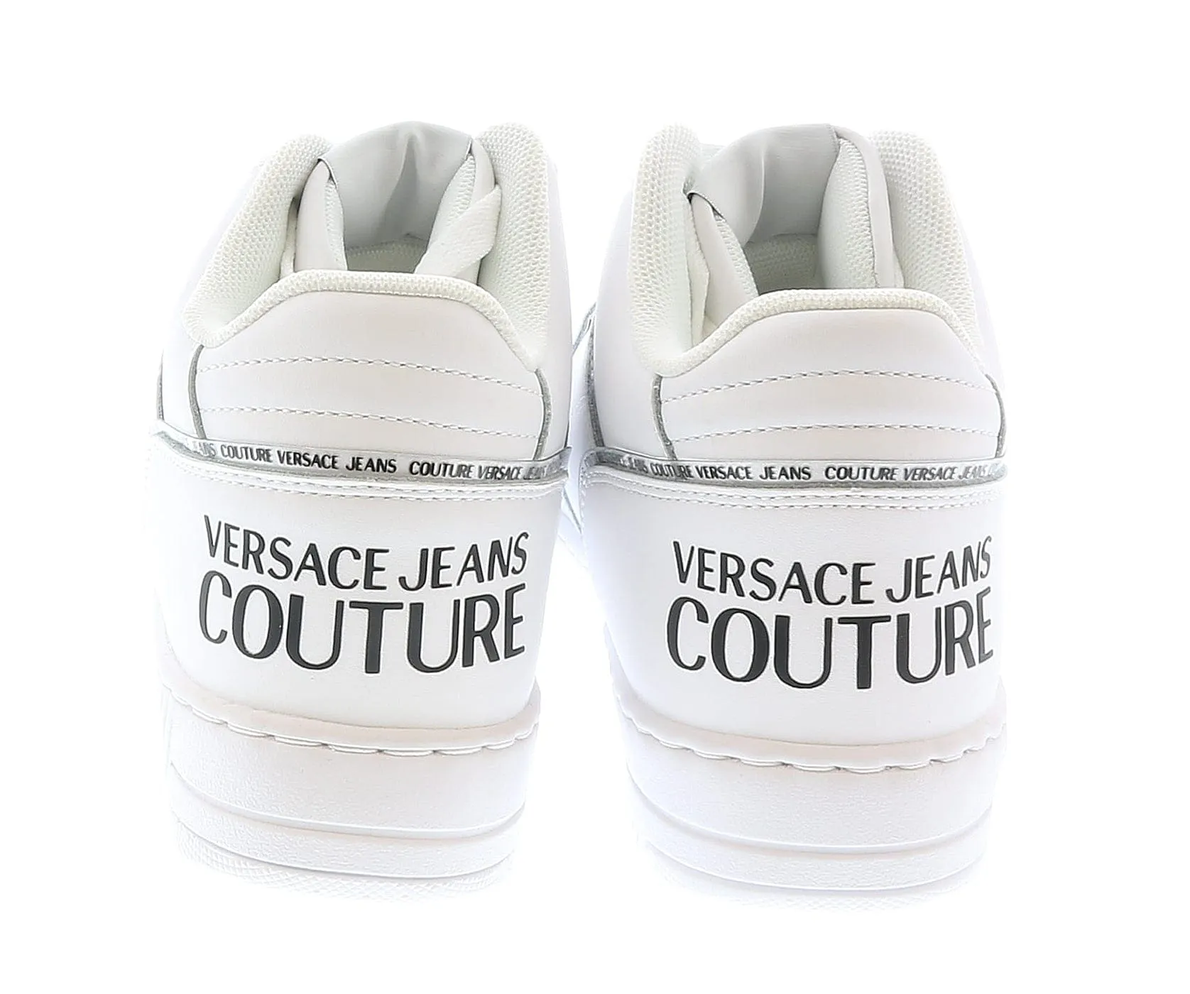 Versace Jeans Couture Signature Mid Top Lace Up White Sneakers-