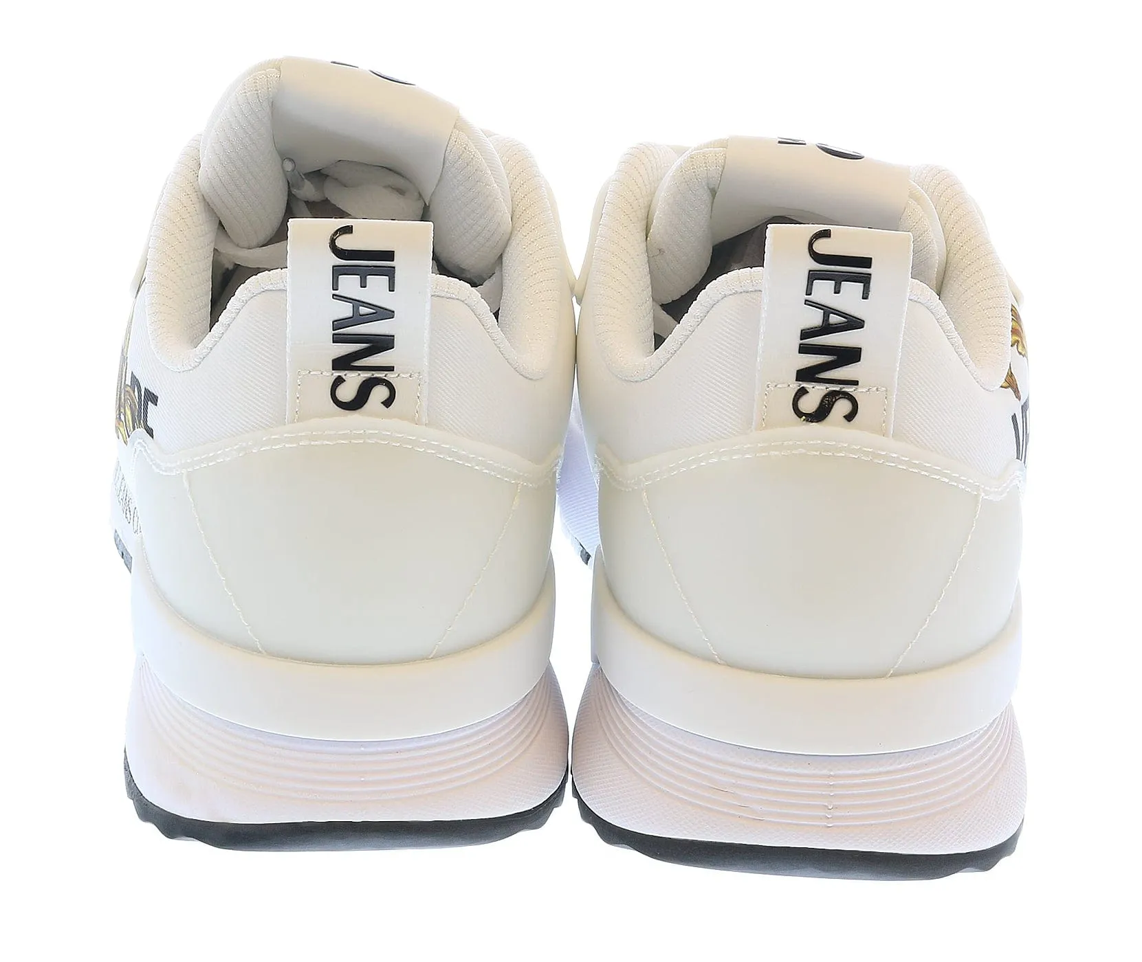 Versace Jeans Couture White Gold  Baroque Detail Lace Up Fashion Sneakers
