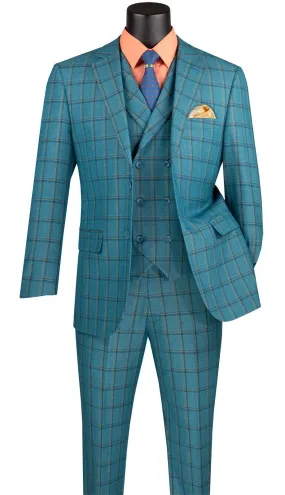 Vinci  MV2W-4-TEAL Mens Suit