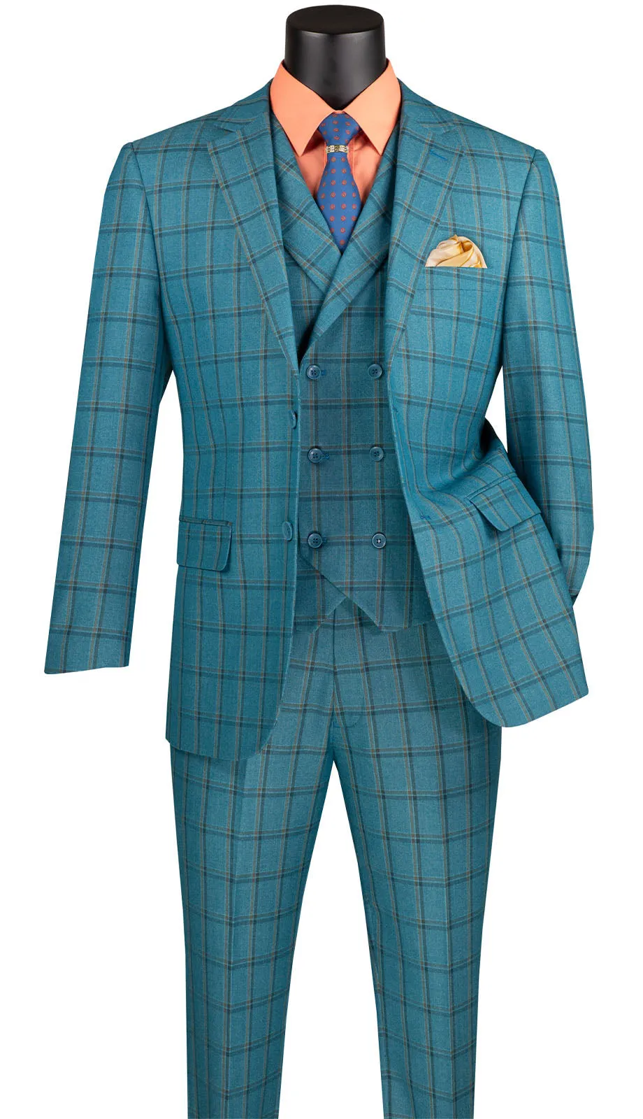 Vinci  MV2W-4-TEAL Mens Suit