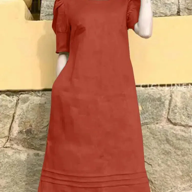 Women Summer Dress Fashion O Neck Holiday Sundress Elegant Cotton Short Sleeve Vestidos Party Robe