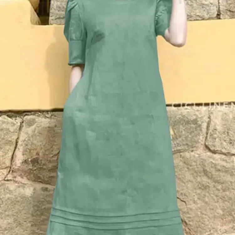 Women Summer Dress Fashion O Neck Holiday Sundress Elegant Cotton Short Sleeve Vestidos Party Robe