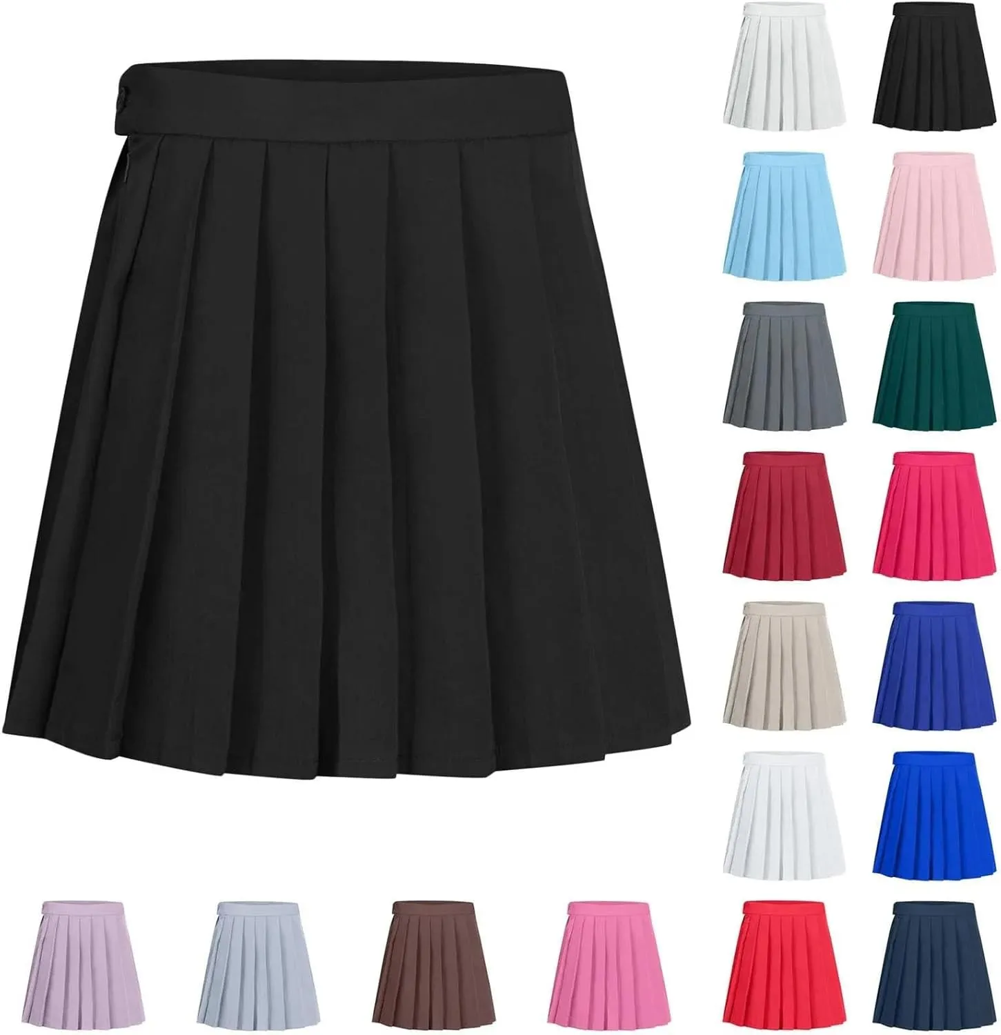 Womens Casual Pleated Mini Skirt High Waisted A-Line Comfortable Cute Ruffle Short Skirt