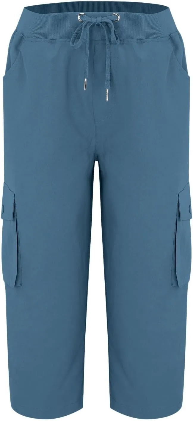 Women's Cotton Linen Summer Floral Pant Trousers High Waist Stretchy Plus Size Pants Beach