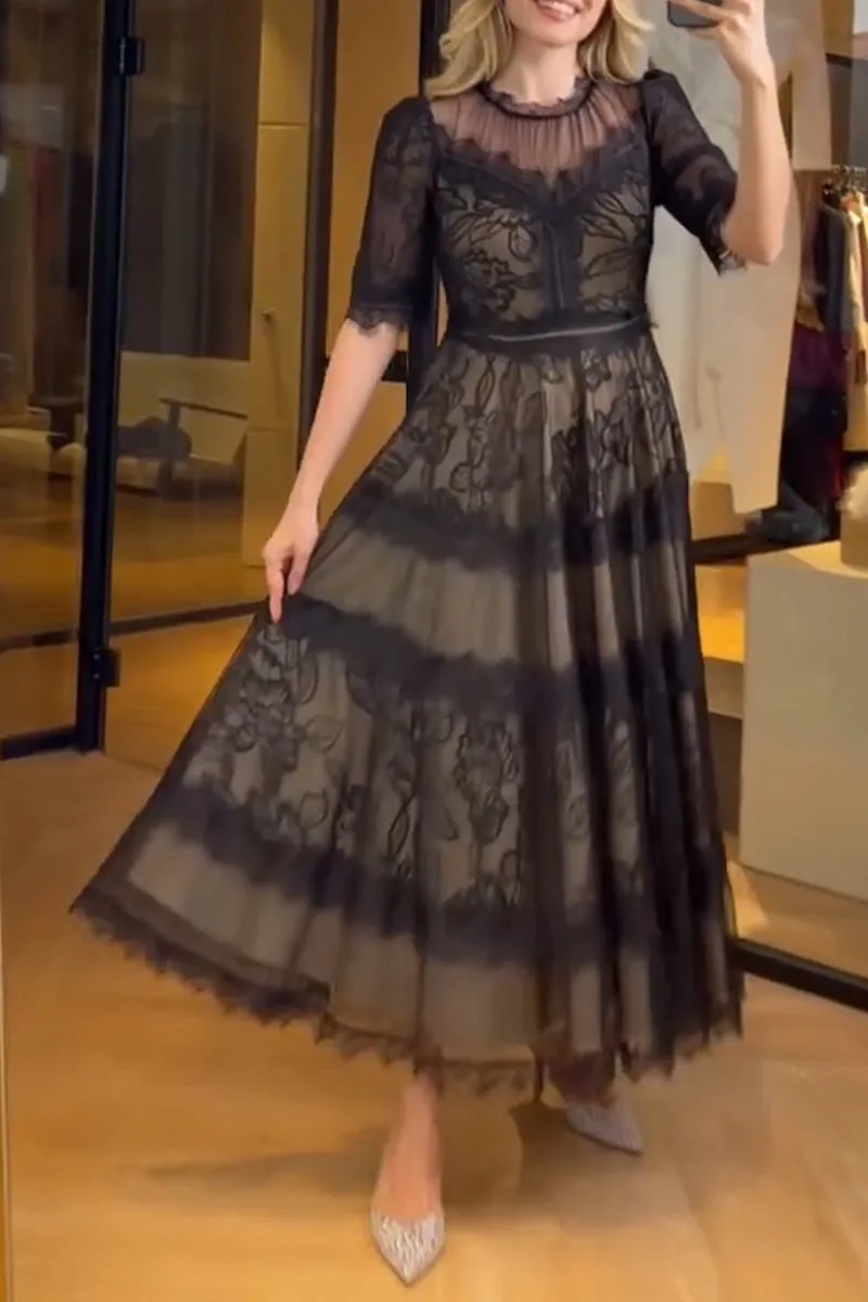 Women's elegant mesh lace dress