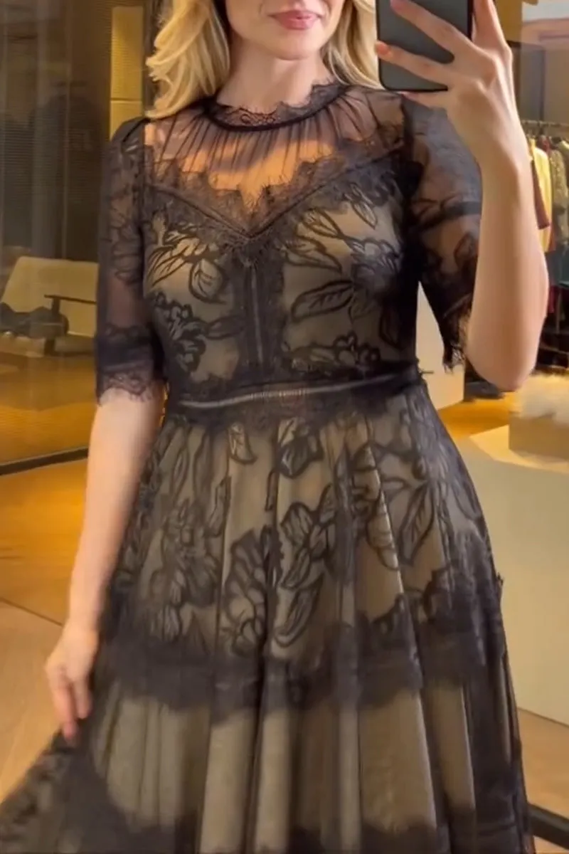 Women's elegant mesh lace dress