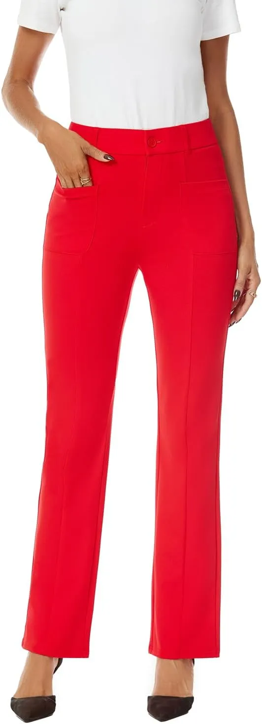 Women's High Waist Stretchy Bootcut Dress Work Slacks Pants with Pockets