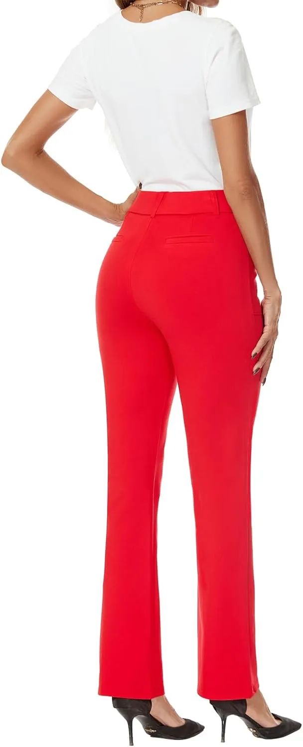 Women's High Waist Stretchy Bootcut Dress Work Slacks Pants with Pockets