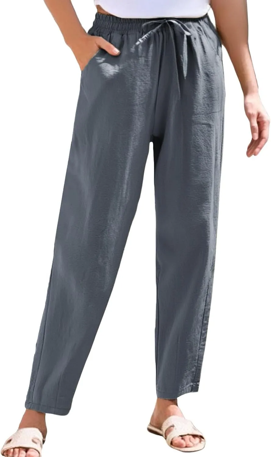 Womens Sweatpants, Peasant Pants Casual Straight Leg Plus Size Linen Lounge Stretchy