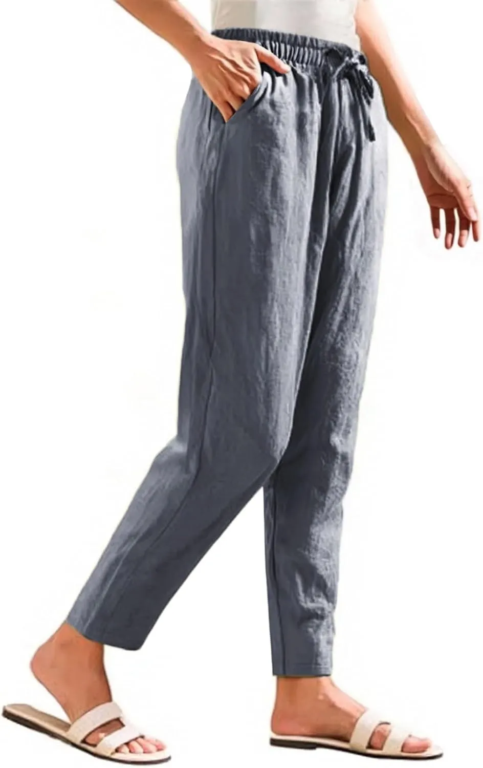 Womens Sweatpants, Peasant Pants Casual Straight Leg Plus Size Linen Lounge Stretchy